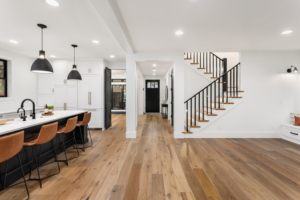 Kitchen,And,Living,Room,Interior,In,New,Luxury,Home,With